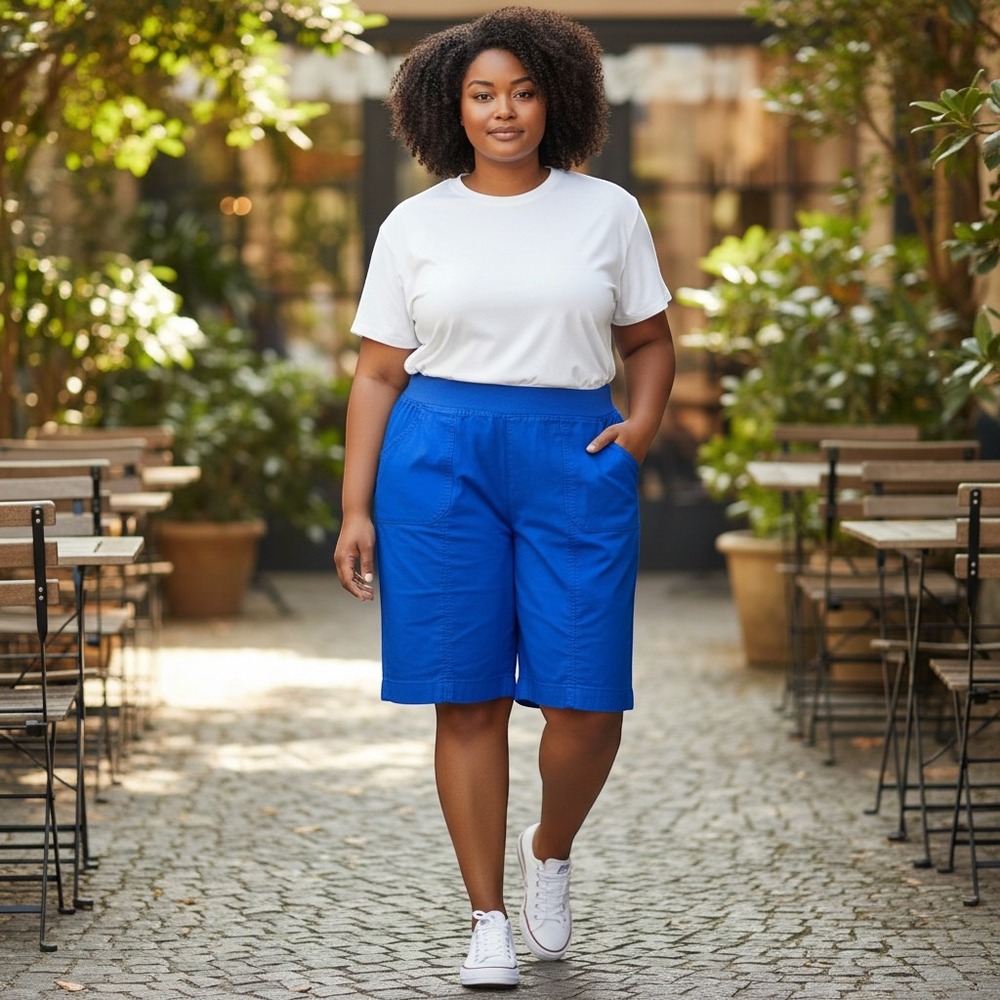 Kim Rogers Shorts 12 Royal Blue Excellent Elastic Waist Pull On Bermuda